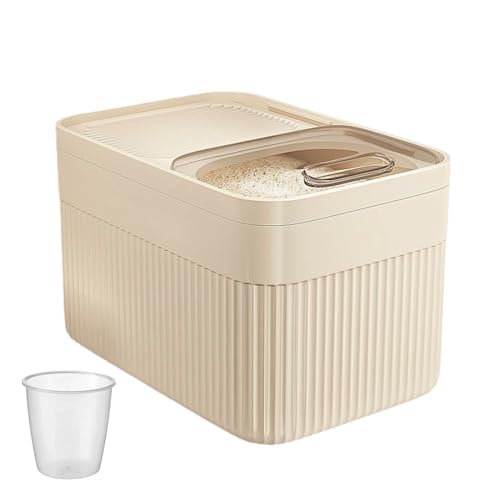 Organizador de cereales - Recipiente hermético para almacenamiento de alimentos secos | Cuerpo transparente con función de tapa de agarre, forma compacta, perfecto para arroz, grano, mezcla de hornear