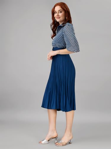 Image of Femvy Women's Crepe Fit and Flare Knee-Length Dress