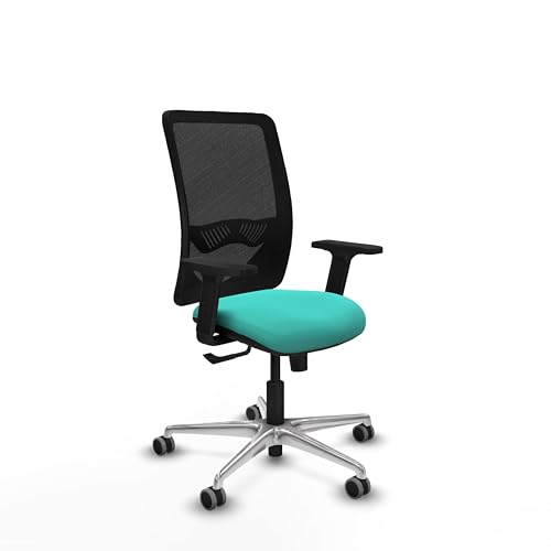 Piqueras y Crespo   Silla de Escritorio Calidad Precio Zulema con Brazos 2D, Apoyo Lumbar Regulable en Altura. Equipado con Sincro 3 Posiciones y Espuma de Corte. Negro/Turquesa