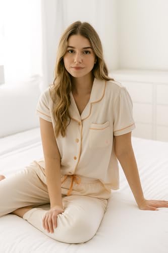 Image of BORN Pajamas for Women Set Button Down, 2 Piece Pajama Sets, Soft Womens Pajama Sets