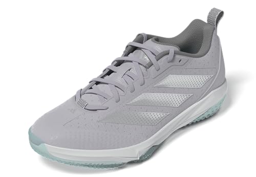 Adidas Men's Adizero Impact 2.0 Turf Baseball, Team Light Grey/Silver Metallic/White, 10