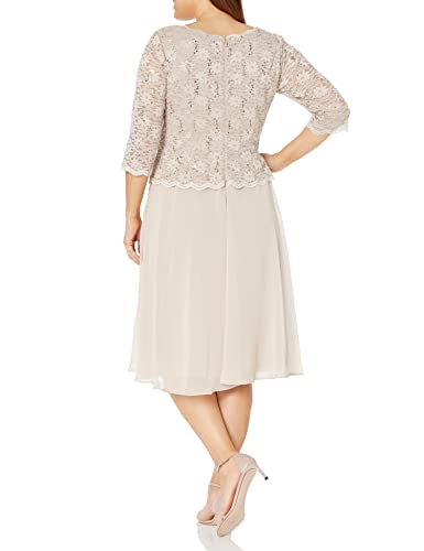 Image of Alex Evenings Women's Tea Length Embroidered Bodice Mother of The Bride Gown, Wedding Guest Dress