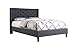 Life Home Premiere Classics Cloth Charcoal Blue Linen 51" Tall Headboard Platform Bed with Slats Queen - Complete Bed 5 Year Warranty Included 007