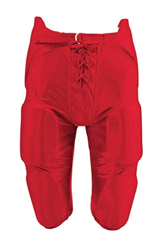 MARTIN Sports Youth Football Dazzle Game Pants with Integrated 7-Piece Pad Set (Red, Youth XX-Small)