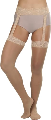 Image of ToBeInStyle Women's Attached Garter Belt Suspender Nylon Stocking Pantyhose