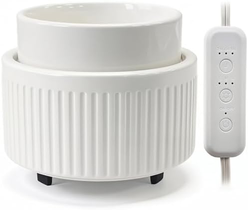 Ceramic Wax Melt Warmer with Timer - Electric Wax Warmer, Oil Burner & Candle Melter, Adjustable Heat and Auto Shut-Off for Home Office Decor, Ideal Gift（White） - Thumbnail 2