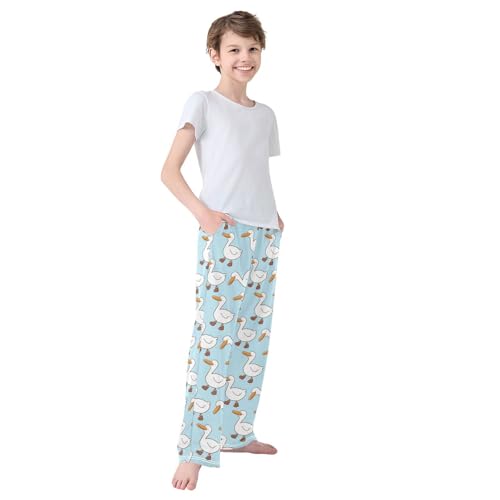 Boys' Pants Cartoon Duck Blue Long Bottoms Jogger Pants Elastic Waist Trousers with Pockets S-XL4