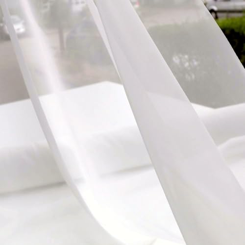 TOLKO fließend fallender Gardinenstoff Meterware | Deko-Stoff für Store Vorhang Gardine Hochzeit | 130cm breit Fein zart durchsichtig Voile Netzstoff zum Nähen Basteln Dekorieren Kleid (Creme Weiß)