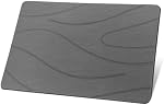 Ceecysaa 80x50cm Stone Bath Mat, Diatomaceous Earth Quick Dry Non Slip, Dark Gray