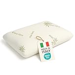 BCSHOP Cuscino Memory Foam Cervicale con Federa Aloe Vera - Guanciale Letto Ortopedico alto 11 cm - Cuscino Anatomico per Dormire Made in Italy Antibatterico Certificato Oeko Tex