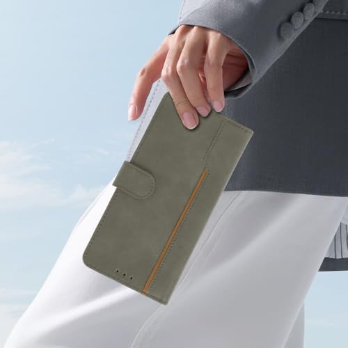 Image of amazon basics Redmi Note 15 5G Flip Cover | Card Pockets Wallet & Stand | Flip Cover for Redmi Note 15 5G (Gray with Beige Strip)