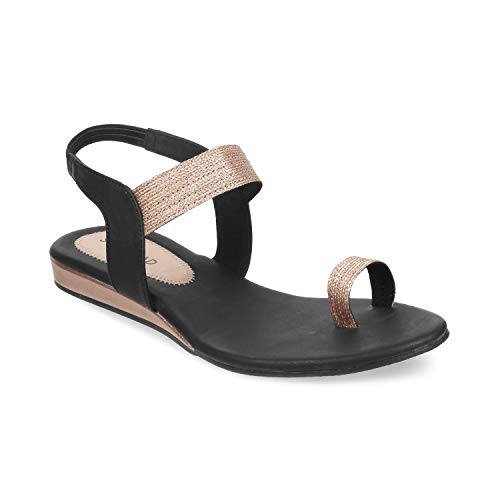 Image of SOLE HEAD Black Flat Women Sandal