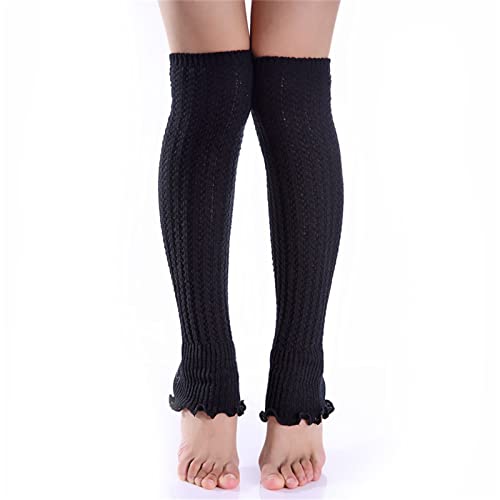 Image of Women Girls Leg Warmers with Ruffles, Knitted Boots Cuff Warmer Ribbed Stretch Knee Leg Socks,2 Pairs