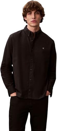 Calvin Klein Camisa Hombre Solid Oxford Classich Shirt Camisa informal, Negro (Black), S