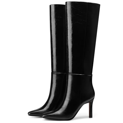 Womens Knee High Boots: 3.54 In Stiletto Heel, Wide Calf Tall Boots, 2025 Fall Fashion Trendy Heel Boot for Party, Night out, Date, Dancing2