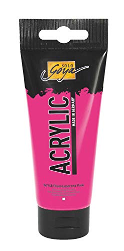 Kreul 84148 - Solo Goya Acrylic, tube de 100 ml en rose fluorescent, peinture acrylique crémeuse polyvalente de qualité étude, à base d'eau, séchage rapide et mat