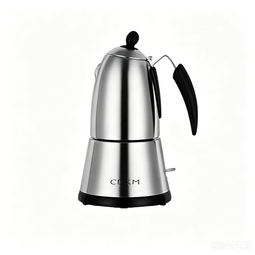 CDKM Cafetera eléctrica Moka – Olla eléctrica Moka con válvula de seguridad italiana, termostato STRIX UK, acero inoxidable 304 – Preparación de café espresso rico y aromático (230, mililitros)