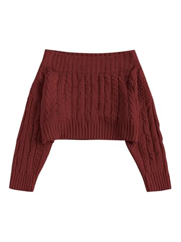 Image of ZAFUL Women V Neck Button Knit Crop Sweaters Batwing Sleeve V Back Ribbed Hem Pullover Sweater