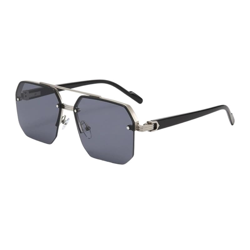 Oversized Double Bridge Metal Sunglasses for Men | Fashion Shades for Women-image-29