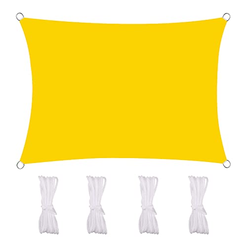 MEEYI Sonnensegel Wasserdicht 3X4m Sonnenschutzsegel Unter Pavilion 95% Beschattung UV Schutz Wetterschutz Wasserabweisend Windschutz & Tear Resistant Für Garten Terrasse Schwimmbad, Gelb