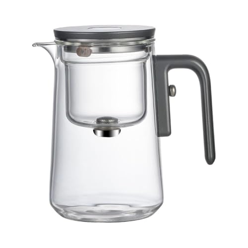 RORA Enchanti - Tetera de vidrio mágico de brujería, diseño magnético de separación de agua, infusor de borosilicato con colador para hojas sueltas y tés de hierbas, ideal para tetera (600 ml, gris)
