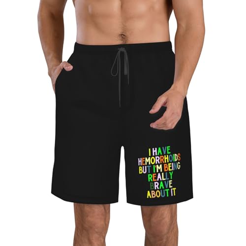 I Have Hemorrhoids But I'm Being Really Brave About It Men's Casual Board Shorts Swim Trunks Bathing Suits