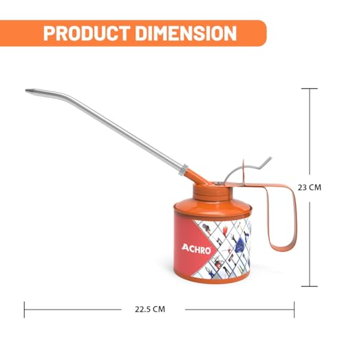 Image of ACHRO Oil Can 1 /2 Pint for Car and Bike, Lever Type Pump Body with 16 cm Nozzle (238ml, Fix And Flexible Spout).