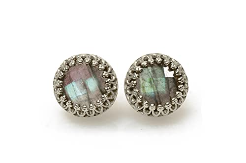 Boucles d'oreilles argent 925 et labradorite véritable pour femme avec boîte cadeau