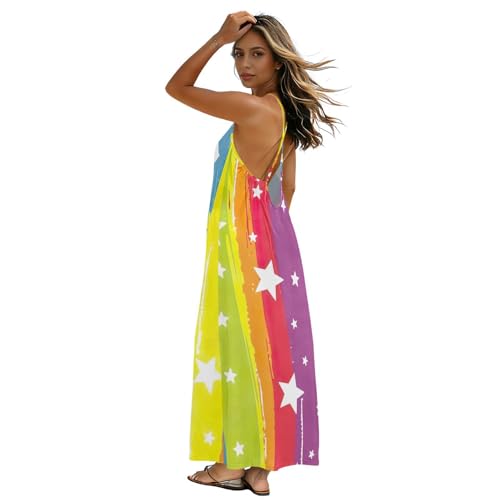 Robe d'été arc-en-ciel à bretelles pour la plage et le soleil