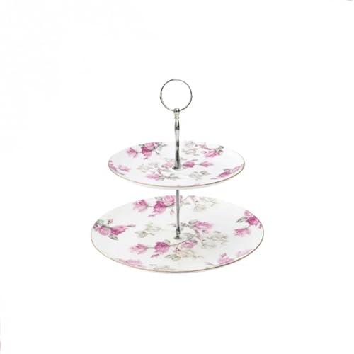 Aynsley Elizabeth Rose Bone China 2-Tier Cake Stand - 8.1 Aynsley Elizabeth Rose Bone China 2-Tier Cake Stand - 8.1