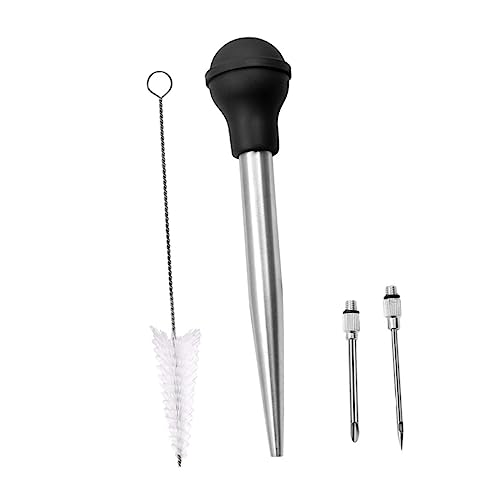 Unomor 2sets Meat Injector Kit for Bbq Turkey Marinade Injector Cleaning Brush Needle for Pork Chicken and Bbq Supply