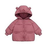 VBGHZXJL Toddler Girls Hooded Puffer Jacket With Bear Ear Lightweight Warm Winter Coat Outerwear With Pockets Girls Fashion (Red,3-4 Years)