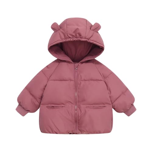 VBGHZXJL Toddler Girls Hooded Puffer Jacket With Bear Ear Lightweight Warm Winter Coat Outerwear With Pockets Girls Fashion (Red,3-4 Years)