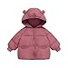 VBGHZXJL Toddler Girls Hooded Puffer Jacket With Bear Ear Lightweight Warm Winter Coat Outerwear With Pockets Girls Fashion (Red,3-4 Years)