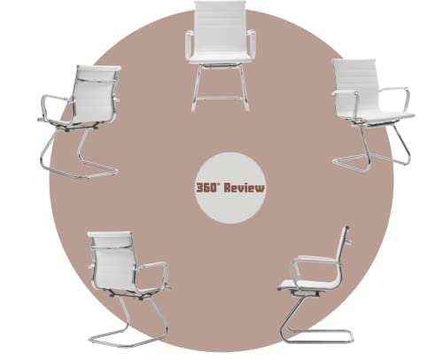 Cimota Waiting Room Chairs Leather Office Guest Chair Mid Back Reception Chairs With Sled Base For Meeting/Patient/Conference Room, White Set Of 2 #TOP5