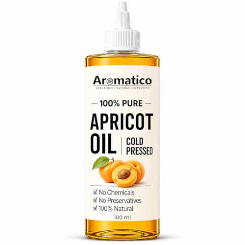 Image of Aromatico Apricot Oil for Hair, Face & Body Massage | Cold Pressed Apricot Kernel Oil for Dry Skin, Hair Nourishment & Moisturizing Care | Lightweight Carrier for Men & Women | 100ml