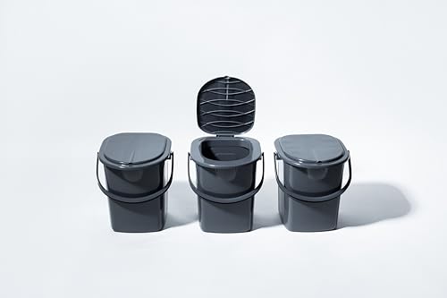 BranQ - Home essential, zu 100 % aus recyceltem Material hergestellt, Ökologisch, Mobile Campingtoilette 22 Ltr mit max. Tragkraft bis 120kg, ECO Grau