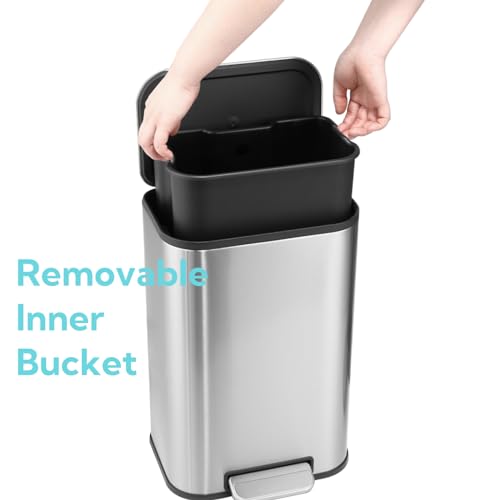 Caneca de Basura de Acero Inoxidable 20 L Rectangular con Pedal miniatura 4