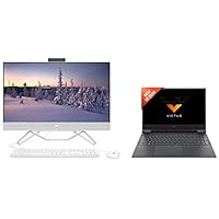 HP Victus Gaming Latest AMD Ryzen 5 5600H Processor 16.1 inch FHD Gaming Laptop,16-E0162ax & All-in-One 12th Gen Intel Core i3-27inches/68.6 cm 8GB RAM/512GB SSD/FHD, Micro-Edge