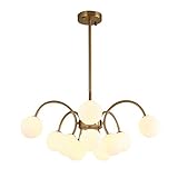  HTTGDGDH Lustre, Lustre Moderne Laiton Brossé Pendant Branches D\'Éclairage Lustre Plafonniers Luminaires pour Salle À Manger Chambre Salon Ampoules G4 （A-60X28Cm）