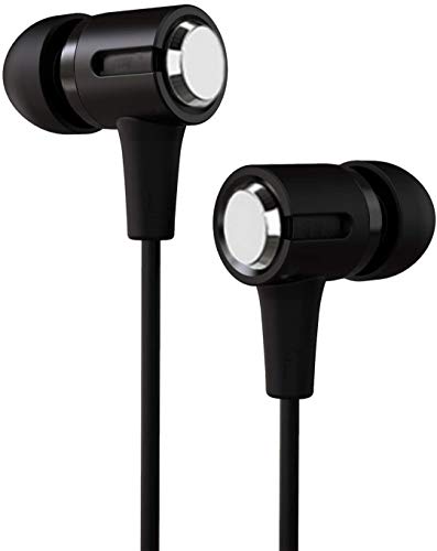 Image of Meyaar SP Durable Designed Metal Earphones Earbuds with Microphone & Deep Bass Clear Sound Noise Isolating in Ear Headphones, Ear Buds for Cell Phones, Tablet for All Smartphones (Metal Black)