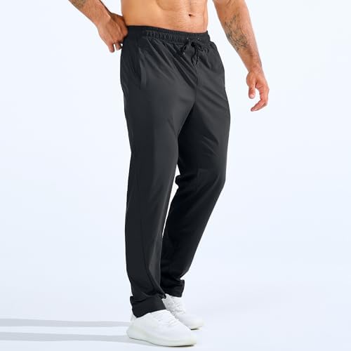 BROKIG Mens Workout Sweatpant Zip Pocket Jogging Track Pant(Black,L) — view 7