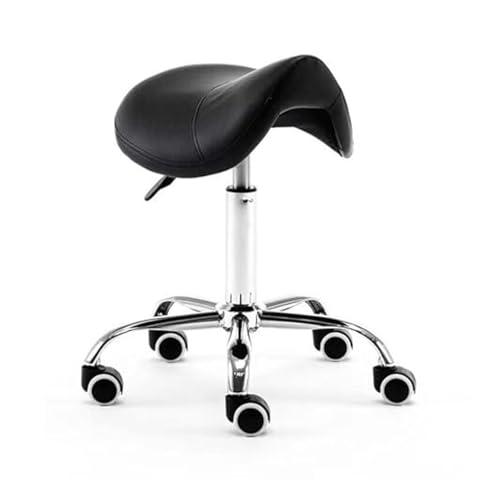 LQVAIPT Silla Tipo Taburete con Ruedas, Silla con Ruedas hidráulica for Dentista, SPA, Masaje y salón, cómoda Altura Ajustable(Black)