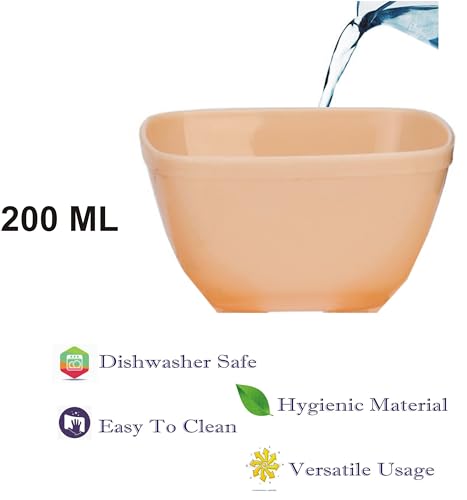 Image of Somil Multipurpose Bowl, Plastic, Pack of 12, Square, Beige, 100 Ml