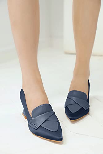 Image of Women's Chunky Block Low Heels Pumps Stitching Retro Work Office Dress Shoes