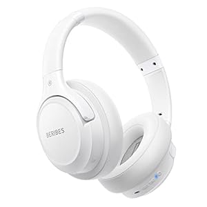 BERIBES Bluetooth Kopfhörer Over Ear, 65 Std Kopfhörer Kabellos Bluetooth mit 6 EQ-Modi, HiFi Stereo, Eingebautes Mikrofon, Faltbares Wireless Headphones für Handys/iPad/Laptops/PC (Weiß)