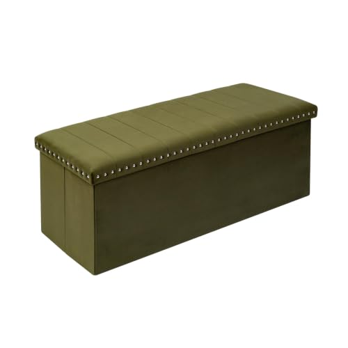 Image of B FSOBEIIALEO 43 inch Tufted Storage Ottoman Bench Storage Chest, Olive