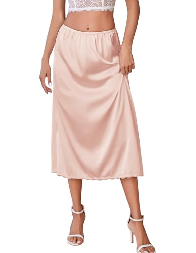Image of Avidlove Women's Satin Half Slip 36 inch Lace Long Underskirt S-XXL