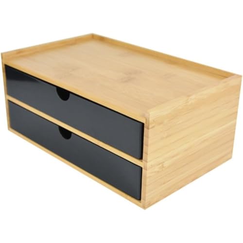 MsiDtsoy 多層収納用品ボックス 小物入れ 収納ケース 引き出し 卓上 文房具 化粧品 机上 (ブラック,2階)