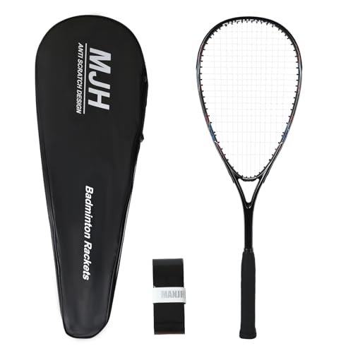 MANJHONG Squash Racket (Beginner Frame) Aluminium Racquet Incl. Carrying Bag & Grip Tape Black